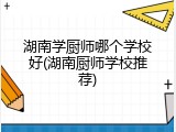 湖南学厨师哪个学校好(湖南厨师学校推荐)