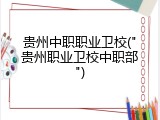 贵州中职职业卫校("贵州职业卫校中职部")