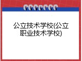 公立技术学校(公立职业技术学校)