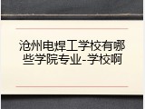 沧州电焊工学校有哪些学院专业-学校啊