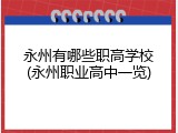 永州有哪些职高学校(永州职业高中一览)