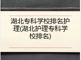 湖北专科学校排名护理(湖北护理专科学校排名)