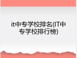 it中专学校排名(IT中专学校排行榜)