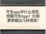 开发app学什么语言,想要开发App？你需要掌握这几种语言！