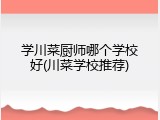 学川菜厨师哪个学校好(川菜学校推荐)