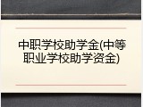 中职学校助学金(中等职业学校助学资金)