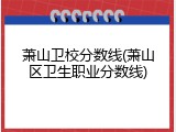 萧山卫校分数线(萧山区卫生职业分数线)