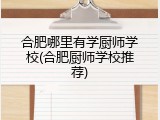 合肥哪里有学厨师学校(合肥厨师学校推荐)