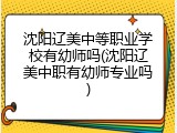 沈阳辽美中等职业学校有幼师吗(沈阳辽美中职有幼师专业吗)