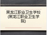 黑龙江职业卫生学校(黑龙江职业卫生学院)