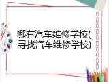 哪有汽车维修学校(寻找汽车维修学校)