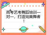 高考艺考舞蹈培训一对一，打造完美舞者！