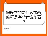 编程学的是什么东西,编程是学些什么东西？