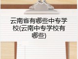 云南省有哪些中专学校(云南中专学校有哪些)