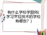 有什么学校学厨师(学习烹饪技术的学校有哪些？)