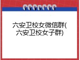 六安卫校女微信群(六安卫校女子群)