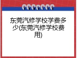 东莞汽修学校学费多少(东莞汽修学校费用)