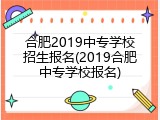 合肥2019中专学校招生报名(2019合肥中专学校报名)