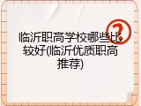 临沂职高学校哪些比较好(临沂优质职高推荐)