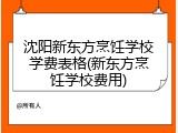 沈阳新东方烹饪学校学费表格(新东方烹饪学校费用)