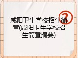 咸阳卫生学校招生简章(咸阳卫生学校招生简章摘要)