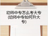 幼师中专怎么考大专(幼师中专如何升大专)