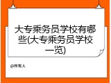 大专乘务员学校有哪些(大专乘务员学校一览)