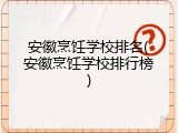 安徽烹饪学校排名(安徽烹饪学校排行榜)