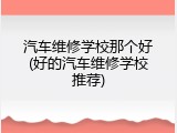 汽车维修学校那个好(好的汽车维修学校推荐)