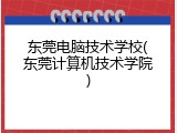 东莞电脑技术学校(东莞计算机技术学院)