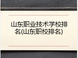 山东职业技术学校排名(山东职校排名)