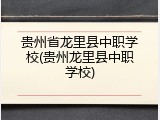 贵州省龙里县中职学校(贵州龙里县中职学校)