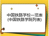 中国铁路学校一览表(中国铁路学院列表)