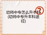 幼师中专怎么升本科(幼师中专升本科途径)