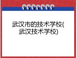 武汉市的技术学校(武汉技术学校)