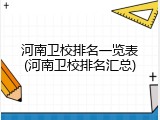 河南卫校排名一览表(河南卫校排名汇总)