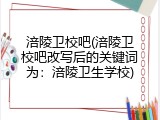 涪陵卫校吧(涪陵卫校吧改写后的关键词为：涪陵卫生学校)