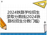 2024铁路学校招生录取分数线(2024铁路校招生分数门槛)