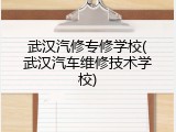 武汉汽修专修学校(武汉汽车维修技术学校)