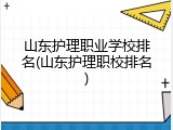 山东护理职业学校排名(山东护理职校排名)
