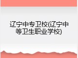 辽宁中专卫校(辽宁中等卫生职业学校)