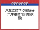 汽车维修学校哪所好(汽车维修培训哪家强)