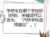 学修车在哪个学校好(好的，关键词可以改为：“汽修学校选择建议”。)