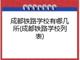 成都铁路学校有哪几所(成都铁路学校列表)