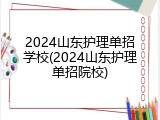2024山东护理单招学校(2024山东护理单招院校)