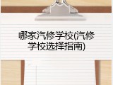哪家汽修学校(汽修学校选择指南)