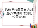 汽修学校哪里有培训班(汽车维修培训班位置查询)