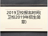 2019卫校报名时间(卫校2019年招生简章)