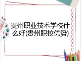贵州职业技术学校什么好(贵州职校优势)