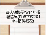 各大铁路学校14年招聘情况(铁路学校2014年招聘概况)